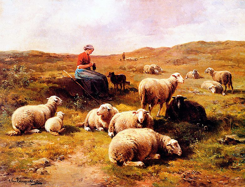 A shepherdess with her flock